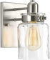 Calhoun 1-Light Clear Glass Farmhouse Bath Vanity Light Brushed Nickel