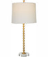 29"H 1-Light Table Lamp Set Of 2 Steel and Crystal in Gold Leaf and Crystal with a Tapered Rolled-Edge Shade