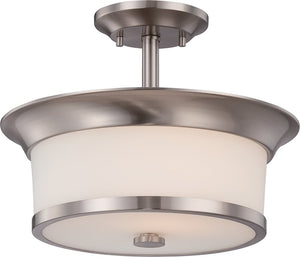 13"W Mobili 2-Light Close-to-Ceiling Brushed Nickel