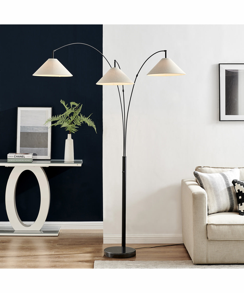 Hadas 3-Light 3-Light Arch Lamp Black/Fabric Shade