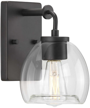 Caisson  1-Light Clear Glass Urban Industrial Bath Vanity Light Graphite