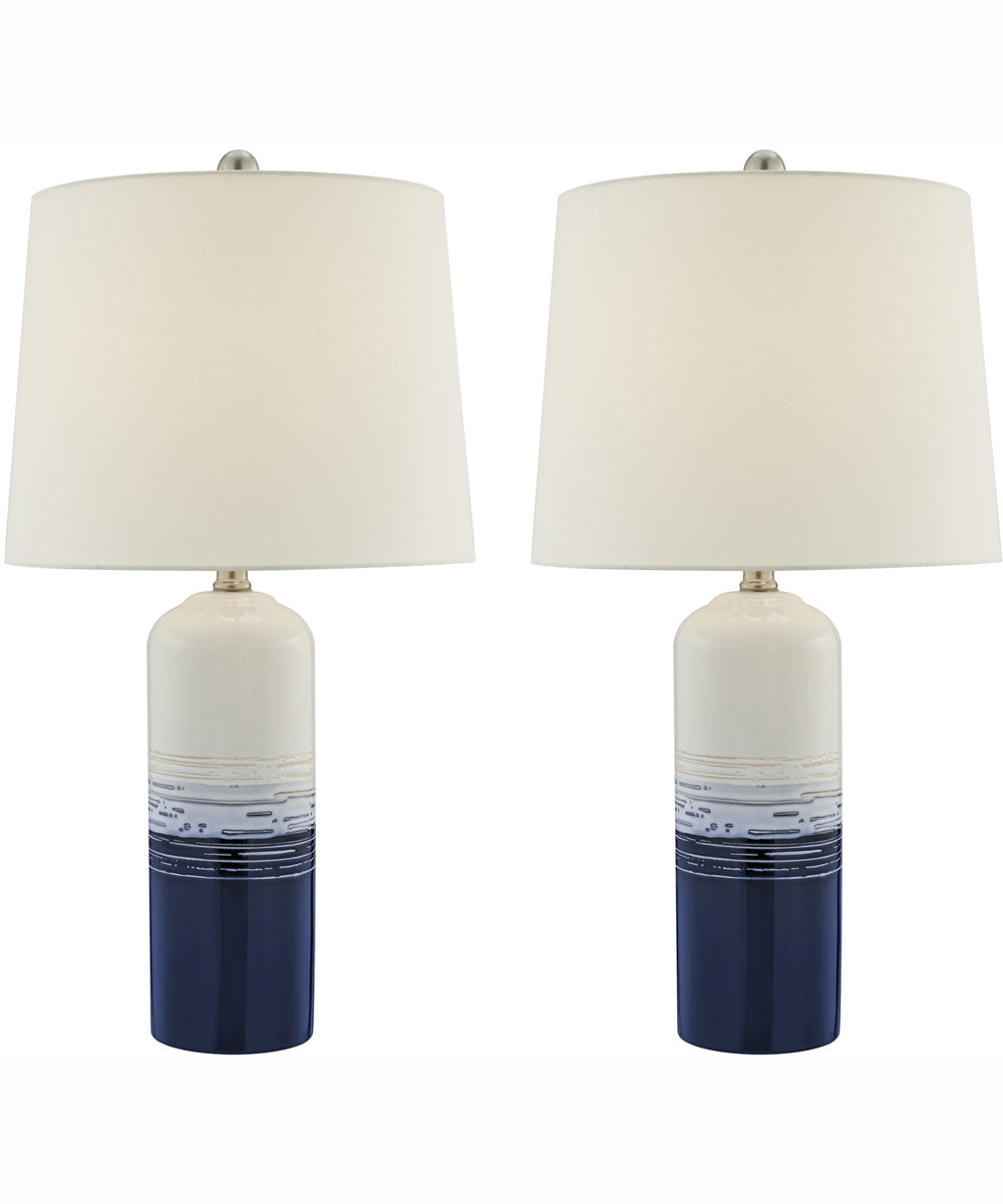 Heaton 1-Light 2 Pack-Table Lamp Ceramichrome/ White Linen Shade
