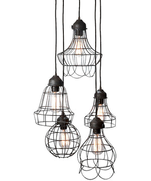 Wire 5-Light Mini Pendant/Wire Cages Five Shapes