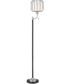 Kaleria 1-Light Floor Lamp Brushed Nickel/Black/Inner White Fabric Shade