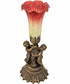 13" High Seafoam/Cranberry Tiffany Pond Lily Twin Cherub Accent Lamp