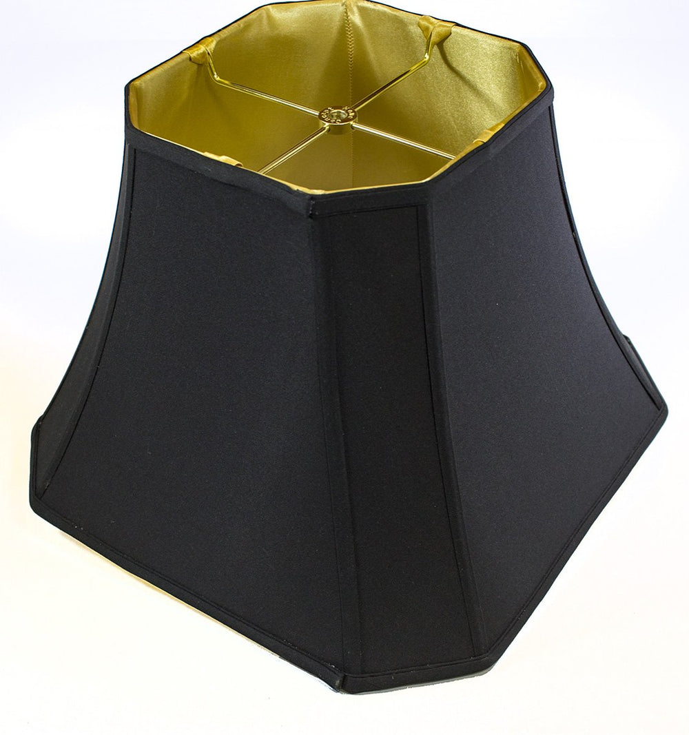 16"W 1-Light Plug In Swag Pendant Lamp Black/Gold Shade