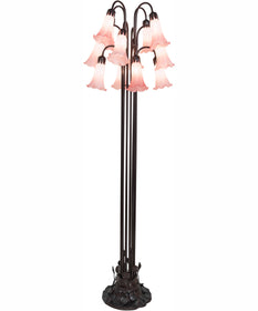 63" High Pink Tiffany Pond Lily 12 Light Floor Lamp