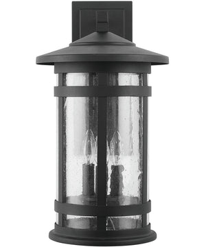 Mission Hills 3-Light Outdoor Wall Mount In Black With Antiqued Seeded Glass
