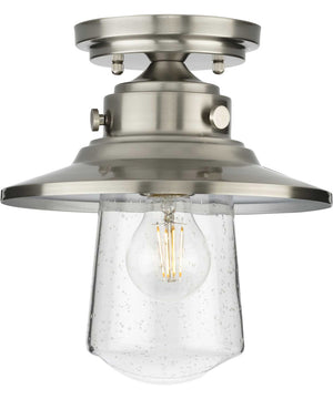 Tremont 1-Light Clear Seeded Glass Farmhouse Style Ceiling Light Stainless Steel