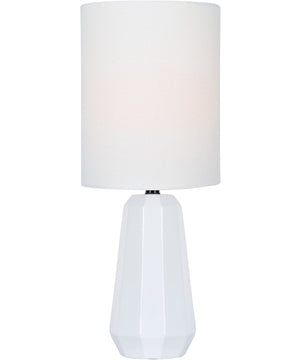 Charna 1-Light Mini Table Lamp White Ceramichrome/ White Linen Shade