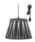 16"W 1-Light Plug In Swag Pendant Lamp Black/Beige Shade