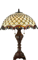 24"H Diamond and Jewel 2-Light Tiffany Table Lamp Mahogany Bronze