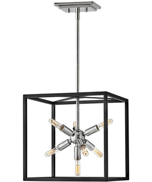Aros 7-Light Small Convertible Pendant in Black with Polished Nickel accents