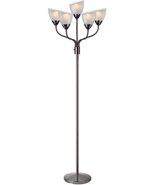 Elitia 5-Light 5-Light Floor Lamp Gun Metal/Acrylic Double Shade