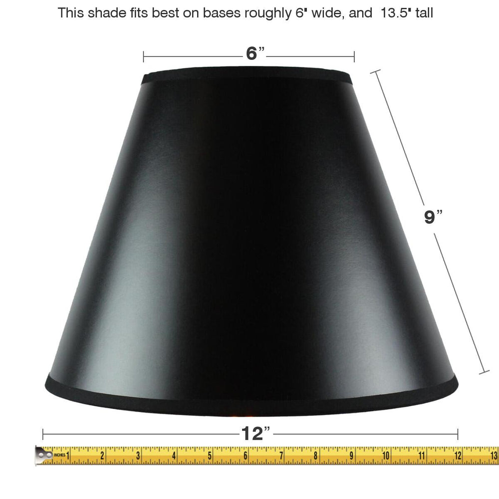 12"W x 10"H SLIP UNO FITTER Bold Black with True Gold Lining Hard Back Empire Lampshade