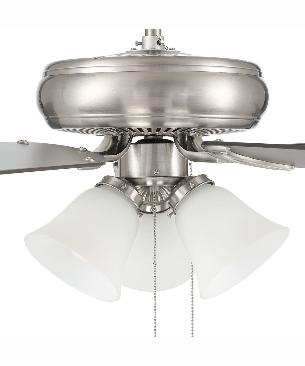 52" Decorator's Choice 3-Light Ceiling Fan Brushed Polished Nickel