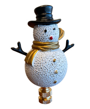 4"H Silver and Gold Christmas Snowman Lamp Finial
