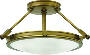 17"W Collier 3-Light Semi Flush  Heritage Brass