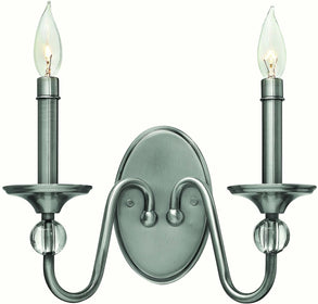 13"W Eleanor 2-Light Wall Sconce Polished Antique Nickel