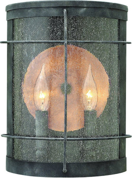 12"H Newport 2-Light Outdoor Wall Light Aged Zinc