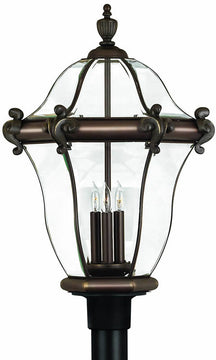 26"H San Clemente 3-Light Extra-Large Outdoor Post Lantern Copper Bronze