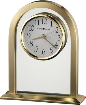 8"H Imperial Table Clock Brushed and Polished Brass Tone