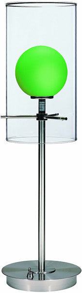 Lite Source Burst Halogen Double-Glass Table Lamp Polished Steel LS2149PSLGRN