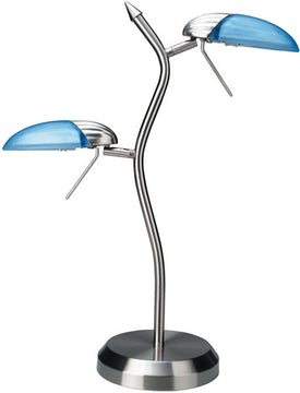21"H Dancer 2-Light Halogen Table Lamp Polished Steel