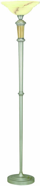 Lite Source Dorian 3-Way Torchiere Satin Steel and Marble Stone LS9838
