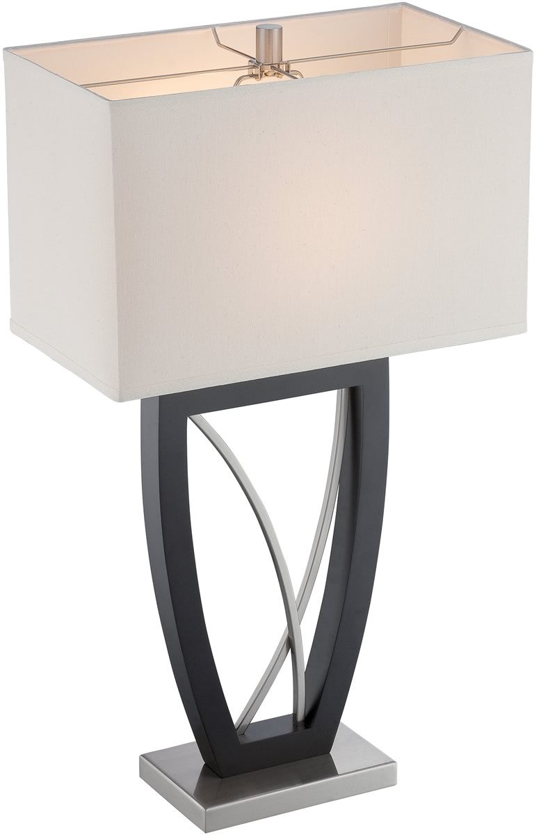 Lite Source Savino 1-Light Table Lamps Polished Silver and Dark Walnut LS22725