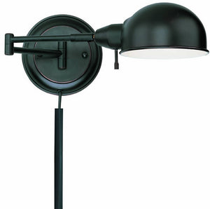 Rizzo Plug In Swing-Arm Wall Lamp Aged Copper, 24"W