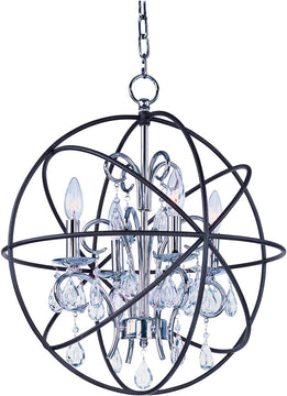 19"W Orbit 4-Light Chandelier Anthracite and Polished Nickel