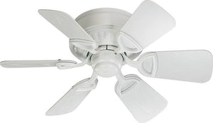 30"W Medallion Patio Hugger Indoor/Outdoor 6-Blade Patio Ceiling Fan Studio White