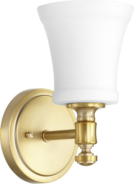 5"W Rossington 1-light Wall Mount Light Fixture Aged Brass w/ Satin Opal