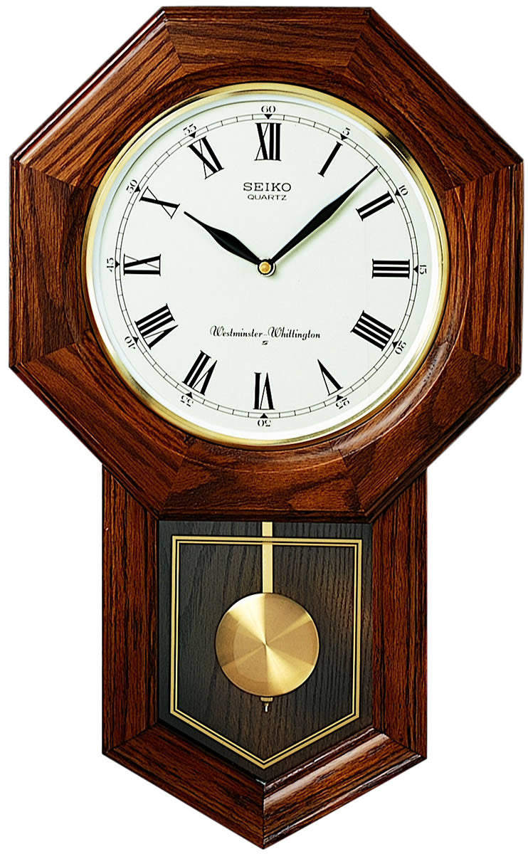 Seiko Clocks Wall Clock Dark Brown Solid Oak QXH102BC