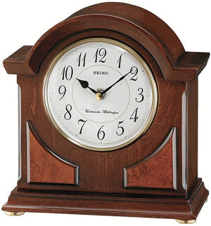 9"H Mantel Clock Brown Wooden