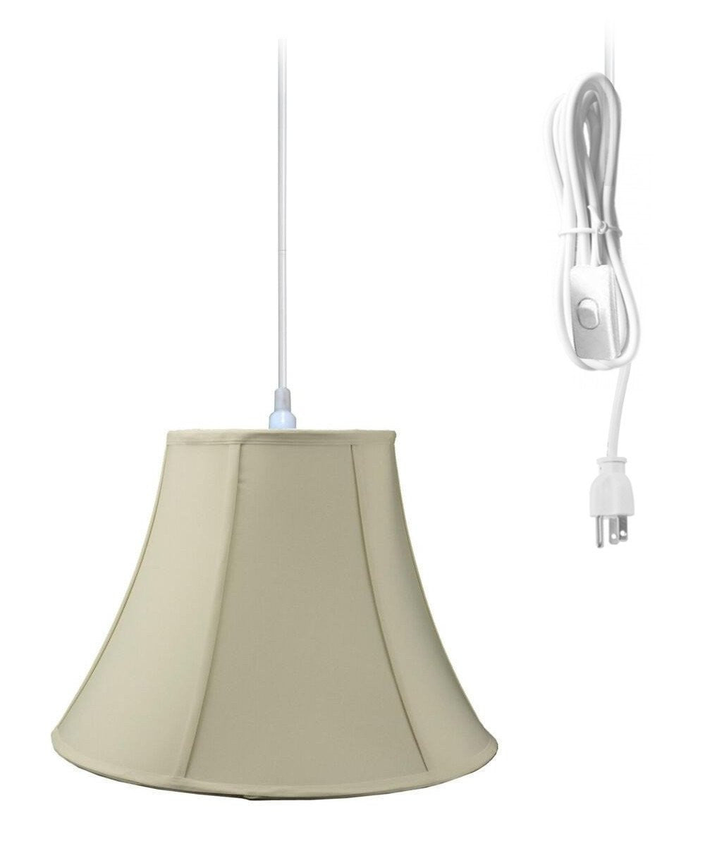 HomeConcept 1-Light Plug In Swag Pendant Lamp Eggshell Shade 9x18x13.5