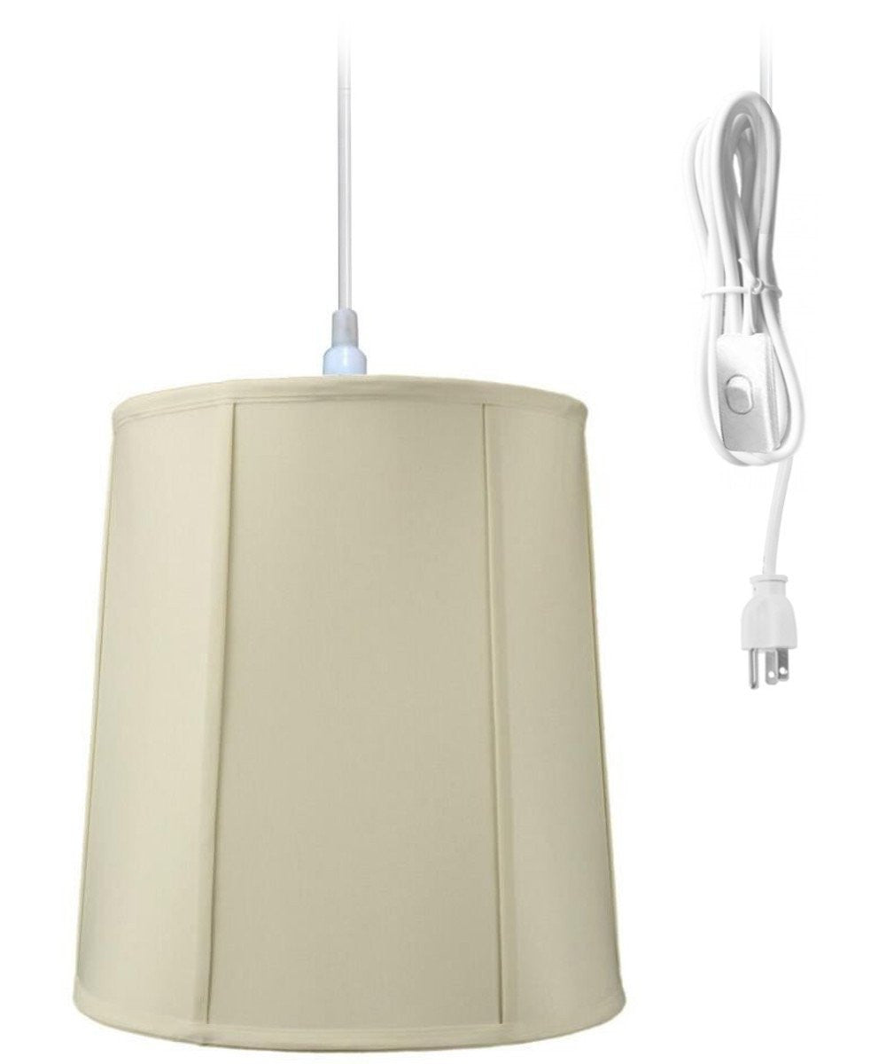 HomeConcept 1-Light Plug In Swag Pendant Ceiling Light Eggshell Shade 12x14x15