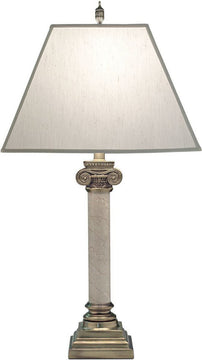 31"H 3-Way Table Lamp Burnished Brass/Botticino