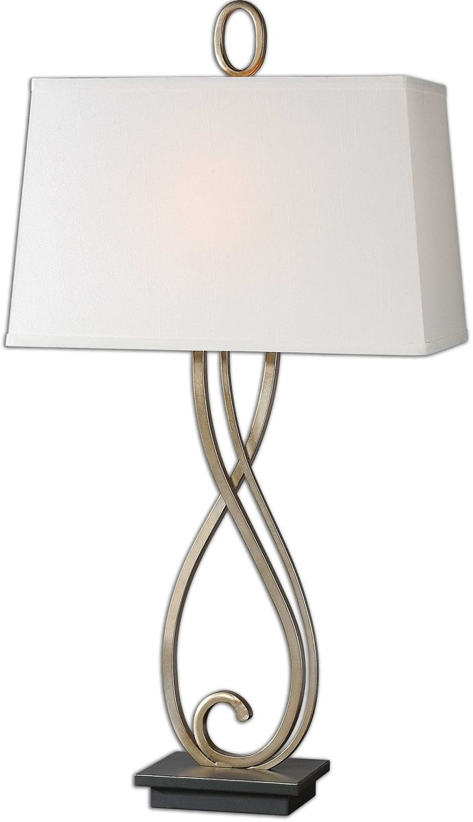 Uttermost 33 inchh Ferndale 1-Light Table Lamp Lightly Antiqued Silver-Champagne 26341