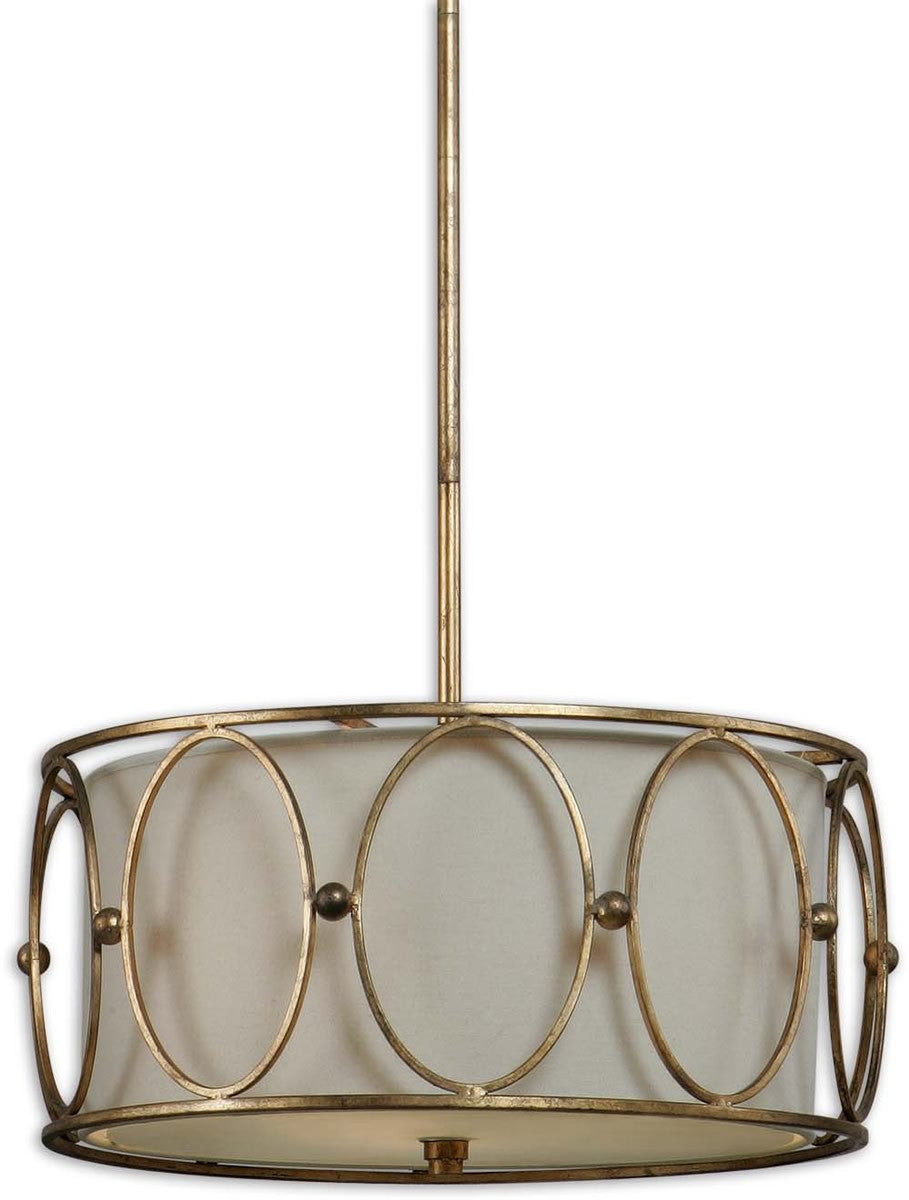 Uttermost Ovala 3-Light Drum Pendant Antique Gold Leaf 21955