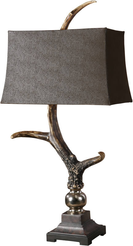 Uttermost Stag Horn 2-Way Table Lamp Burnished Bone Ivory 27960