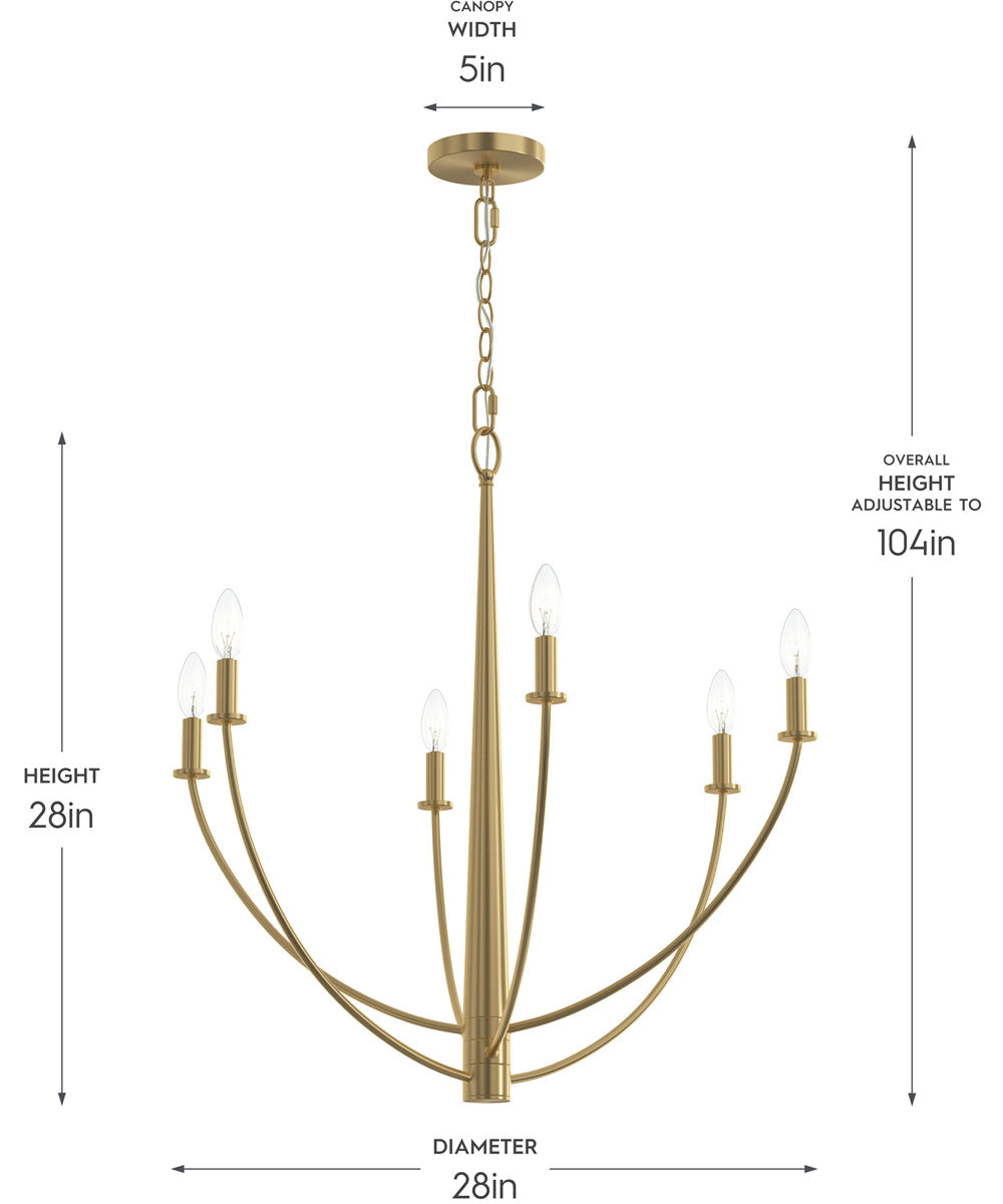 Jheni 6-Light Chandelier Brushed Gold