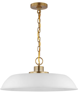 Colony 1-Light Pendant Matte White / Burnished Brass