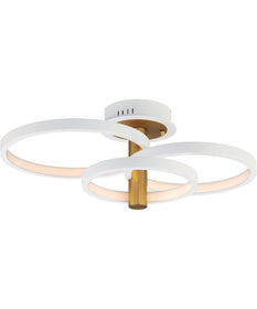 Hoopla 3-Light LED Semi Flush Mount White/Gold