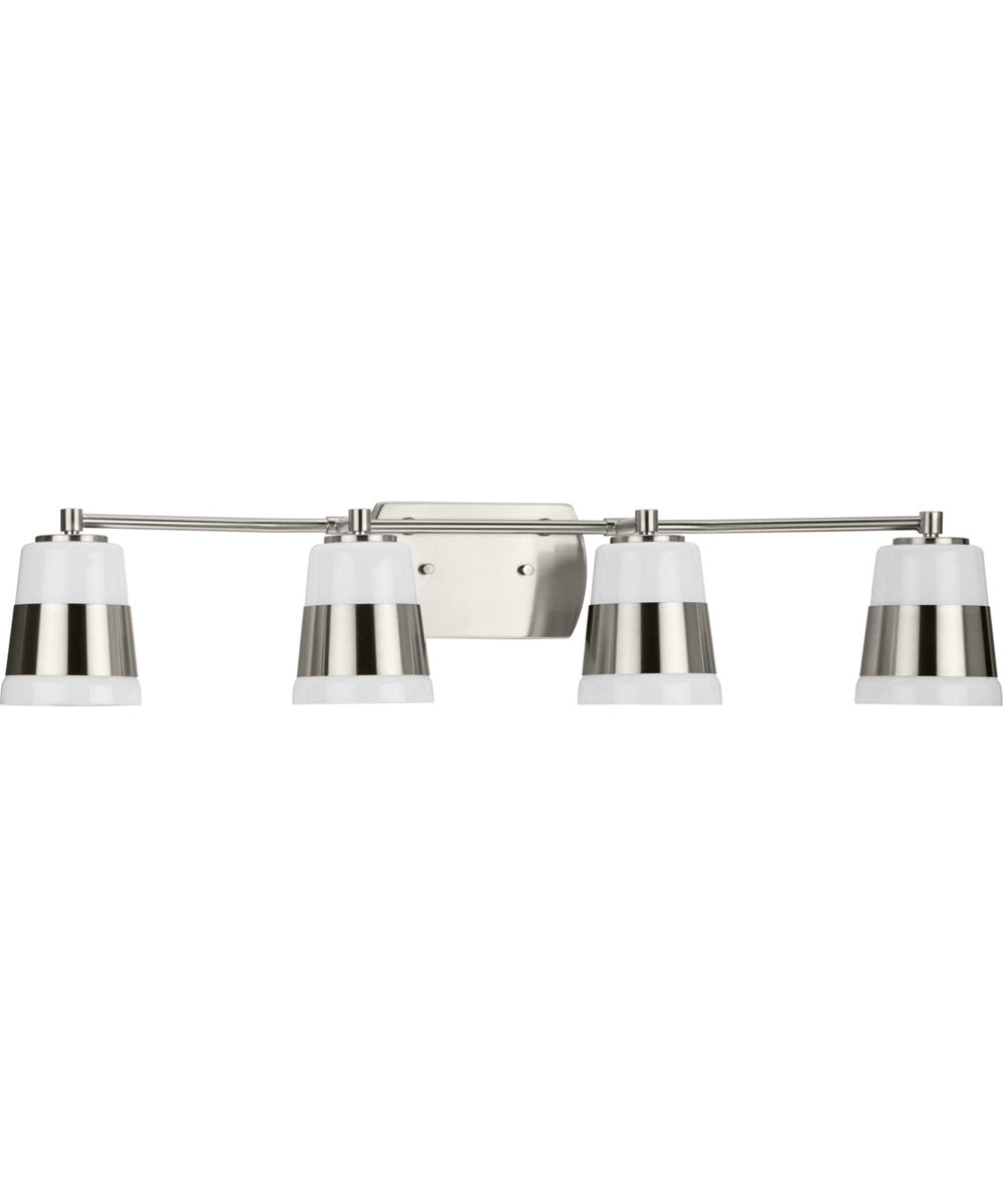Haven 4-Light Opal Glass Luxe Industrial Bath Light Brushed Nickel