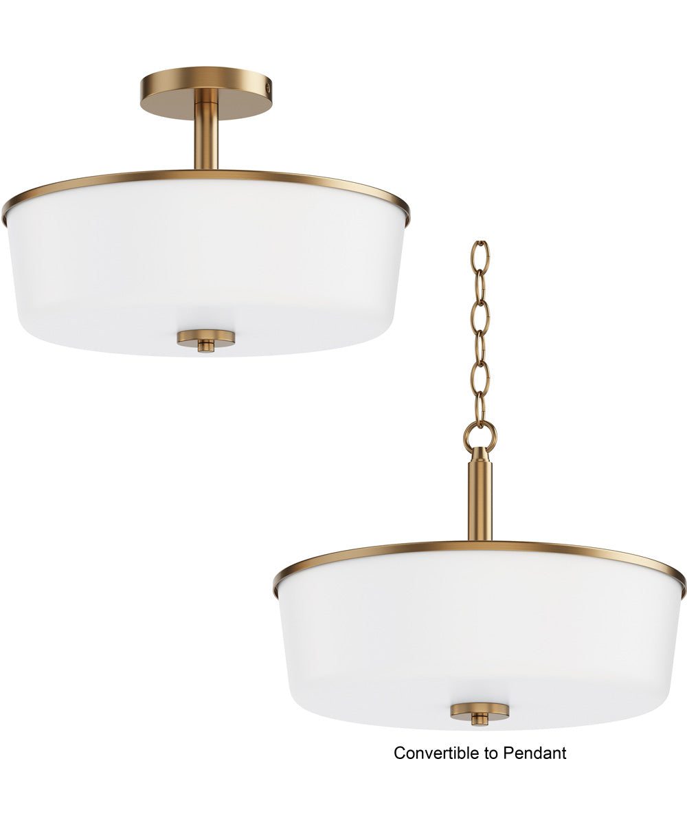 Fuller 3-Light Semi Flush/Pendant Convertible Natural Aged Brass