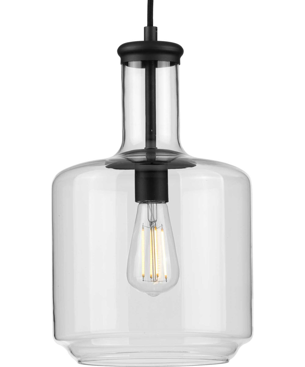 Latrobe 1-Light Clear Glass Coastal Pendant Light Matte Black