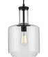 Latrobe 1-Light Clear Glass Coastal Pendant Light Matte Black