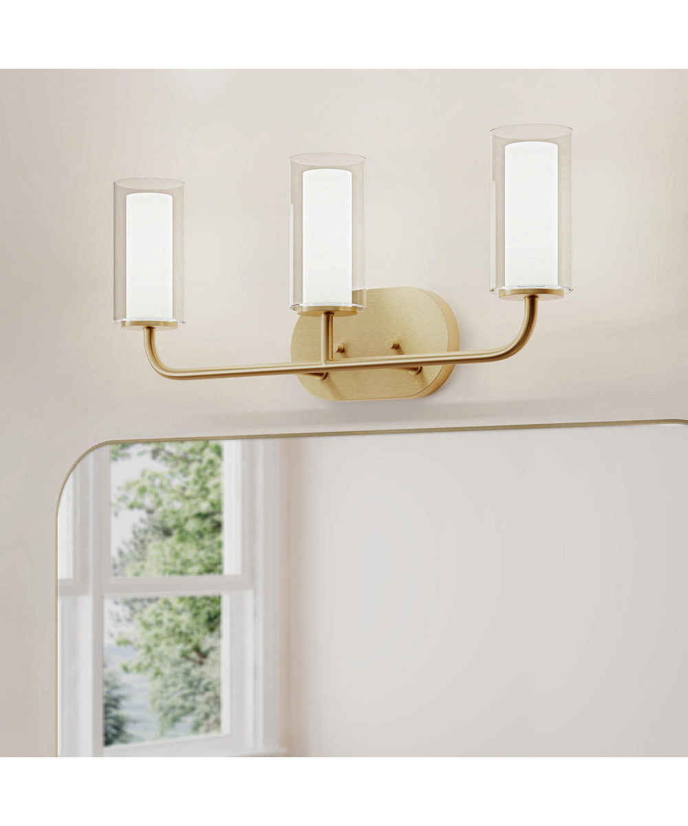 Mack 3-Light Vanity Light with Layered Glass Shades Brushed Gold